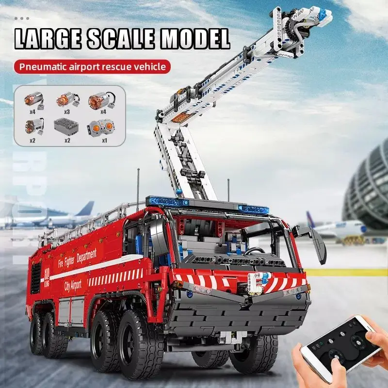 Mould King 19004 6653PCS Engineering Serie Airport Crash Tender Truck Bricks Model Technical Educational Toy Festival Gift