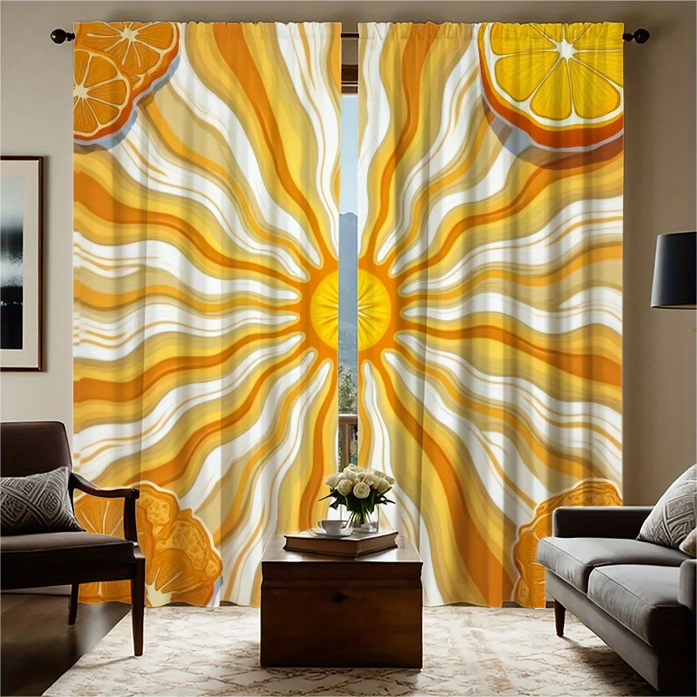 2pcs Curtain Panels - Semi-Sheer Window Drapes with Rod Pocket, Cordless Design for Living Room, Bedroom, Kitchen - Machine Wash