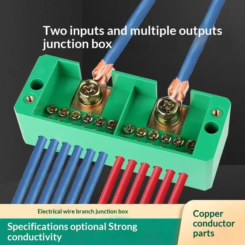 1Pc Fj6 Single Three Phase Electrical Junction Box 2in Outlets 4 6 8 12 16 18 Ports Brass Terminal For Household Distribution