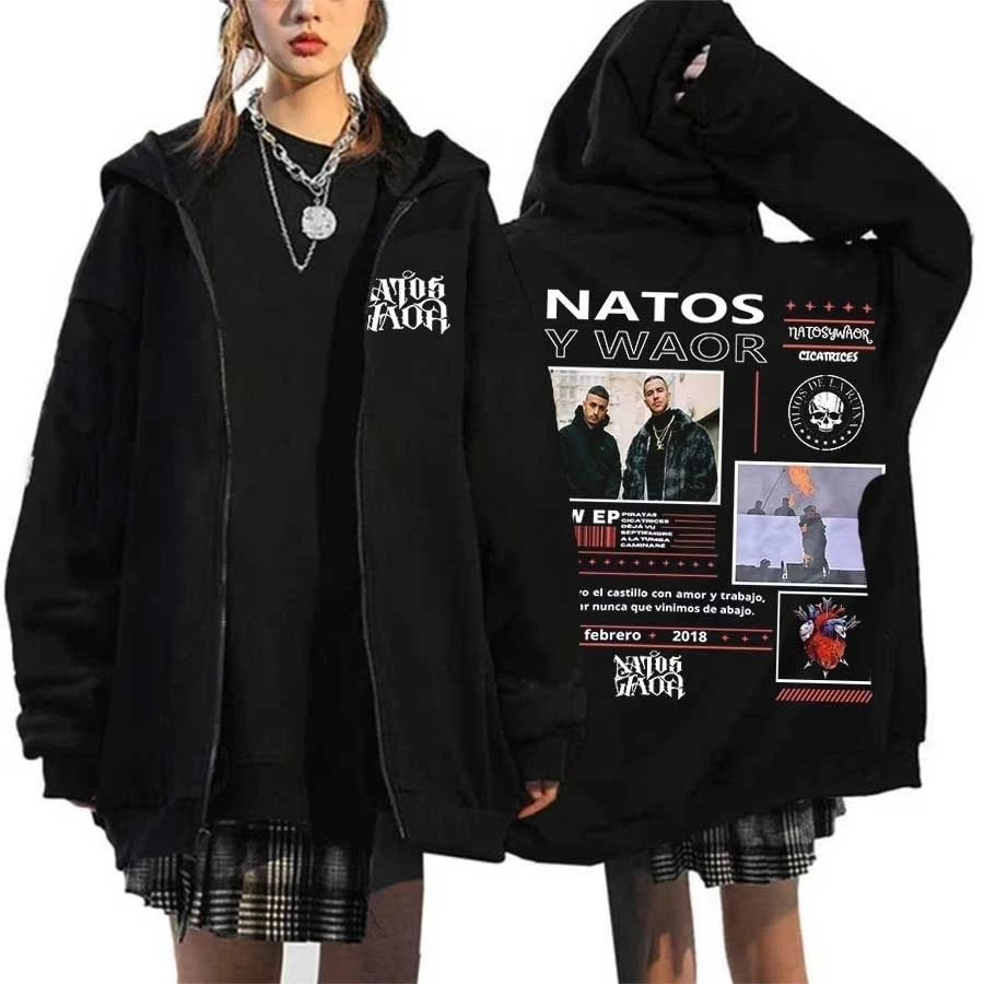 Rapper Nato Y Waor Merch Vintage Zipper Hoodie Men Women Fashion Hip Hop Sweatshirt Casual Long Sleeve Streetwear Y2K Clothes