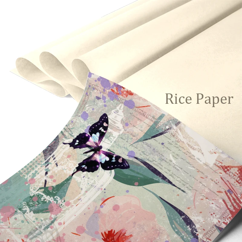 Rice Paper Original Design WuleeGifts Butterfly Prisoner Retro Scrapbooking Decoration Vintage Junk Journal S24060201 8PS Papers