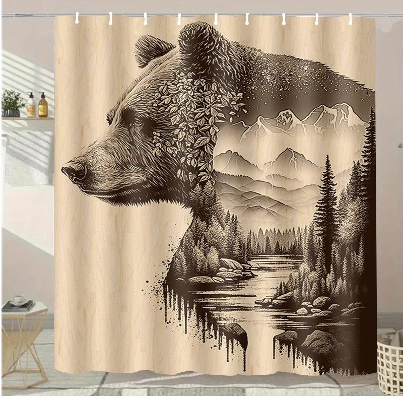 

Forest Bear Washable Dirt-Resistant Shower Curtain Shower Head waterproof Polyester Bath Curtain For Home Decor Accessories