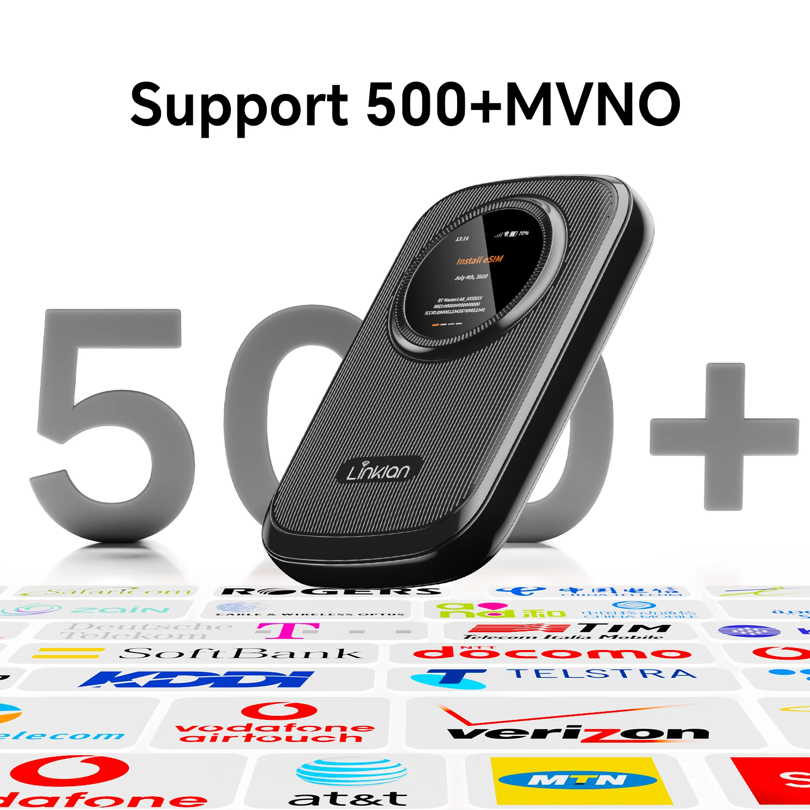 Linklan Global ESIM Portable WiFi, 4G Mobile Router, Dual-mode Virtual SIM & Physical Card, Roaming Wireless Hotspot Device, Hig - view 4