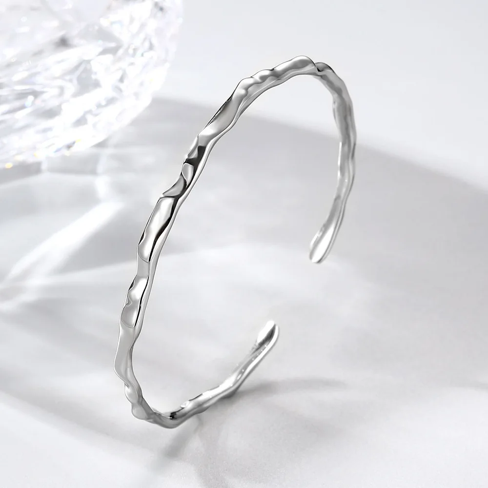 

925 Sterling Silver Bracelet For Women Liquid Lava Irregular Minimalism Bracelet Jewelry Party Gift Dropshipping