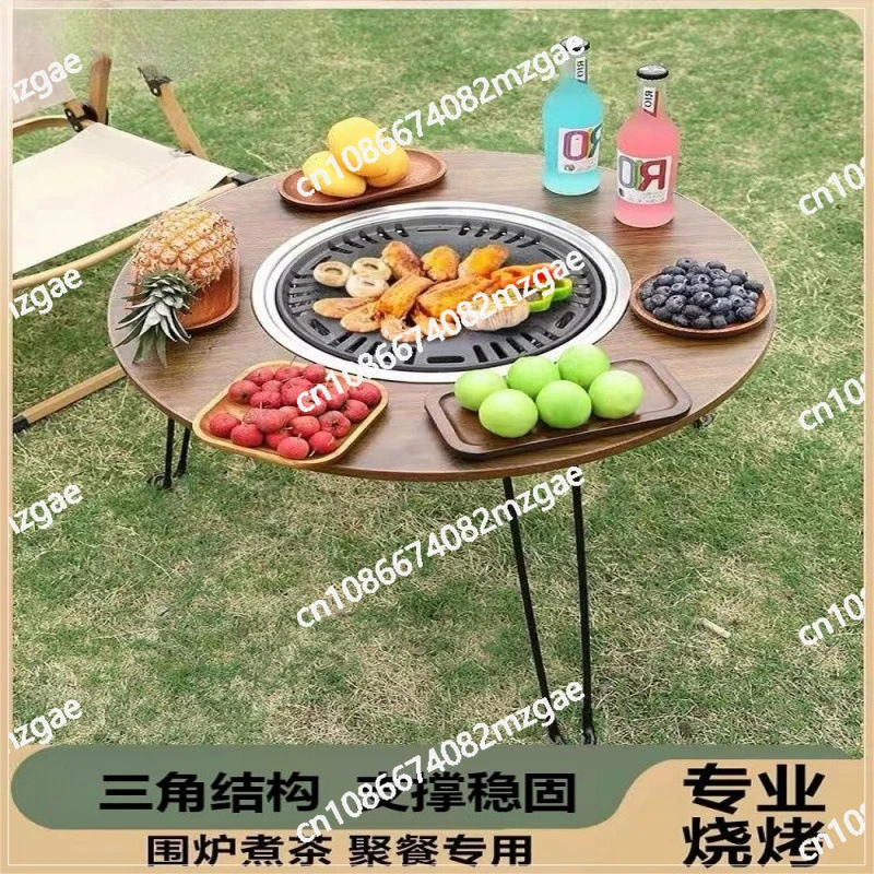 Indoor outdoor grill portable collapsible barbecue table