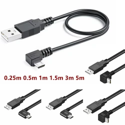 5M 3M yukarı sola sağ açılı 90 derece USB mikro USB erkek USB erkek veri şarj 2A bağlantı kablosu 25cm 50cm Tablet 5ft