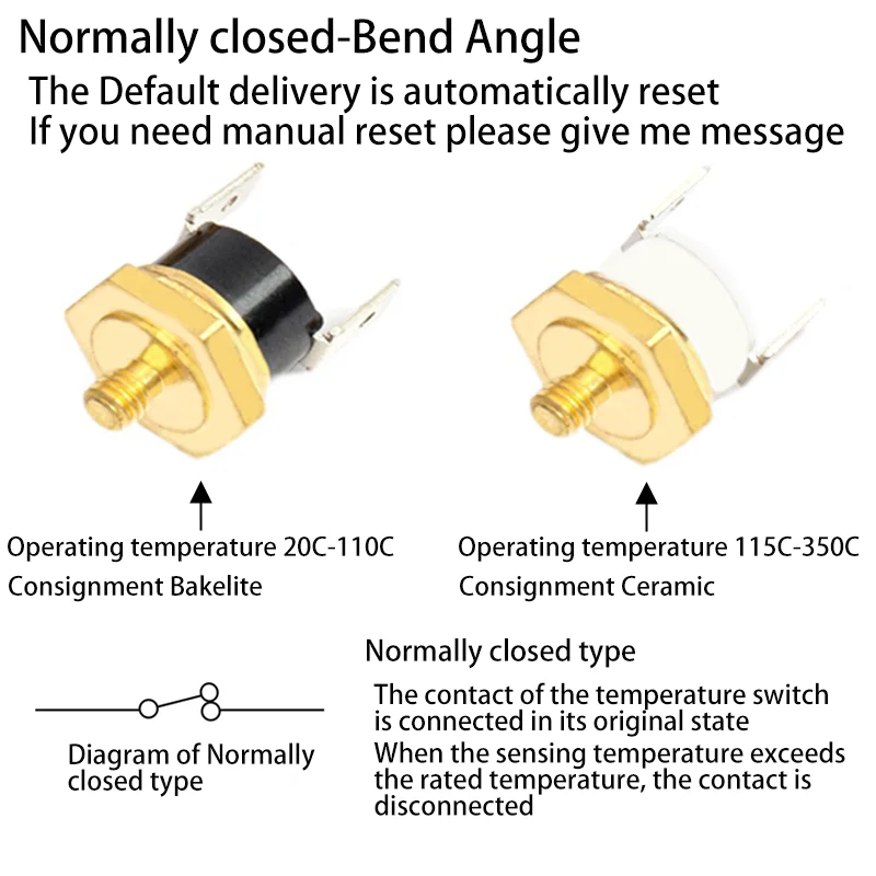 1ks KSD301 běžný zavřeno otevřený 10A 250V teplota spínač lodní šroub čepice pojistka tavná pojistka závitové namontovat M8 M10 M12 M14 M16 40C-270C