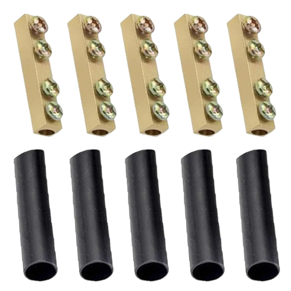 5PCS 1000V 100A/120A Copper Pillar Quick Connect Terminal Blocks With Heat Shrink Tubing For Connecting Wires Firm Fixation