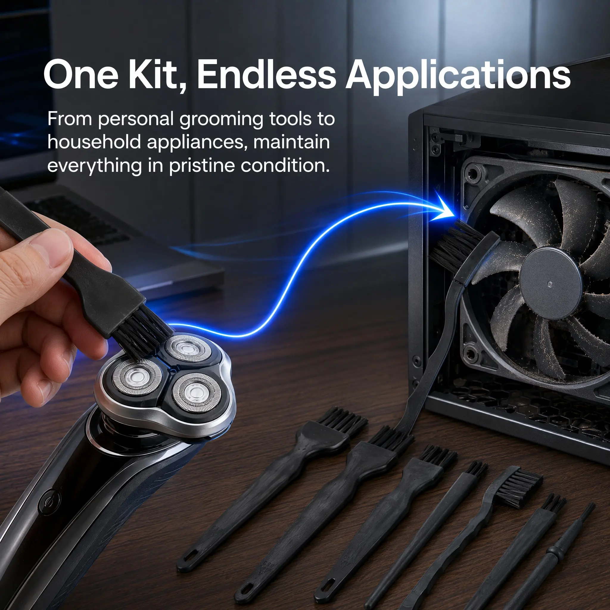8Pcs Razor Cleaning Brush Set Non-Shedding PP Material Electric Shaver Trimmer Cleaning Tools Household Appliance Cleaner
