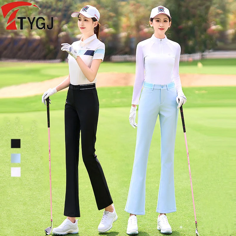 

TTYGJ Ladies Slim Golf Flared Trousers Women Elastic Casual Golf Pants Girls Split Slim Outdoor Sports Sweatpants Soft Bottoms