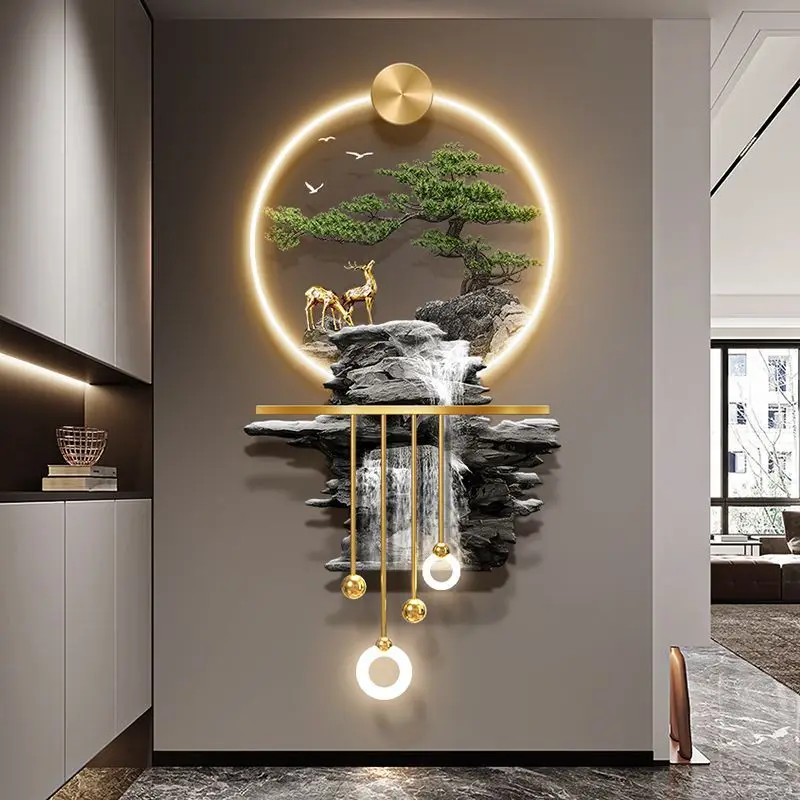 

Modern light luxury entrance decorative painting, high-end led lamp mural, fortune tree, meaning good entry corridor aisle