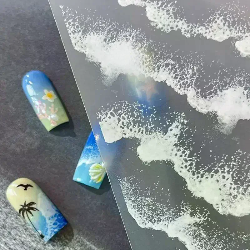 /ACR/Nail Art Sea Story Series Wave Engraved Decor Nail Water Cloud Stickers Decorations Diy Decals Design Japan Korean Sticker