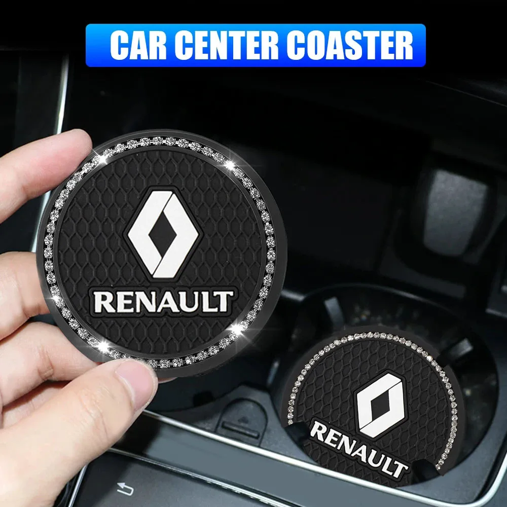 Car Coaster Water Cup Slot Non-Slip Mat Pad Silicone Holder For Renault ZOE QM6 Austral Kardian Rafale Kangoo Arkana Clio Koleos