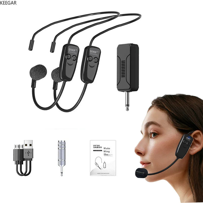 

Rechargeable UHF Microphone Headset Head-Wear Wireless Microphone For Voice Amplifying In Conference Teaching