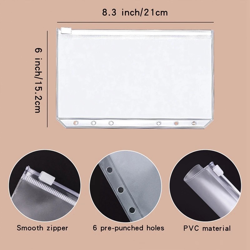 Classeur Budget Marron en Cuir PU, Portefeuille pour Bons d'Argent, Couverture pour Ordinateur Portable avec 12 Enveloppes à Fermeture Éclair