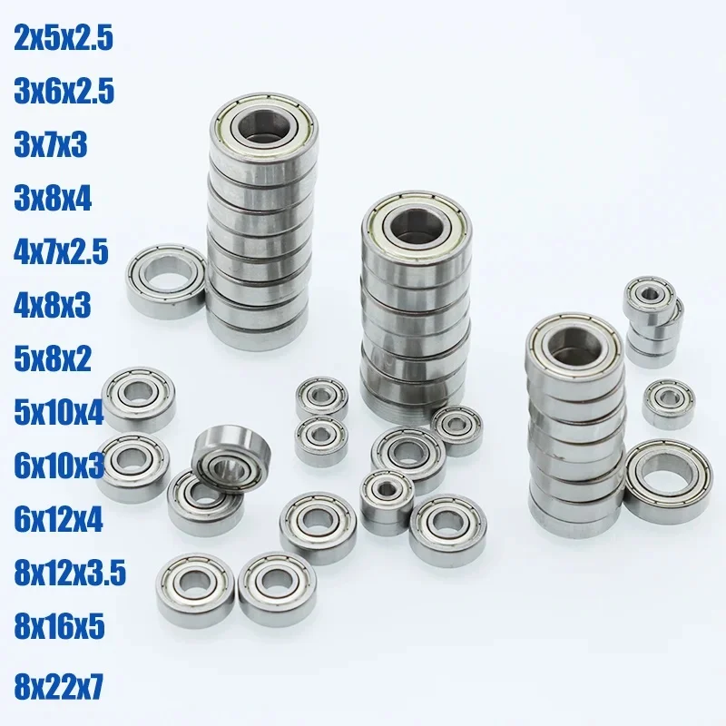 10pcs Small Mini Bearings 4x7x2.5 5x8x2 5x10x4 6x10x3 8x22x7 for Bike RC Car Toy 3D Printer Bracket 608zz Miniature Ball Bearing