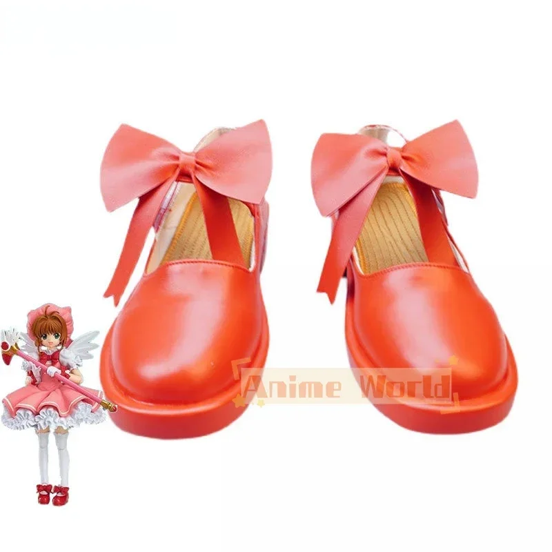 Anime Card Captor Sakura Cosplay Shoes Halloween Carnival Boots PU Leather Shoes Cosplay Prop Custom Made