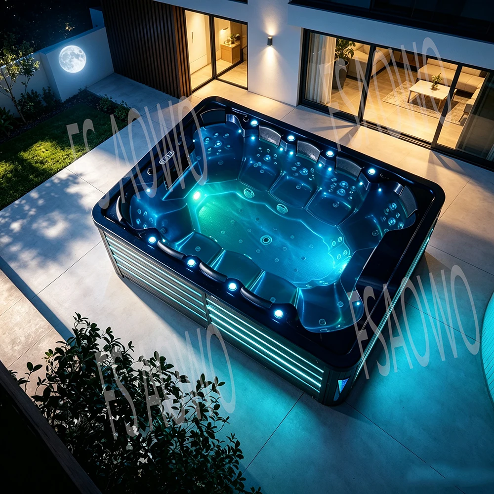Hot Tub with Glass Swim Spa Outdoor Spa Tub JacuzziSS Hidromasaje Yacuzzi 10 People Soak Pool Heat Spring Club whirlpool Pool