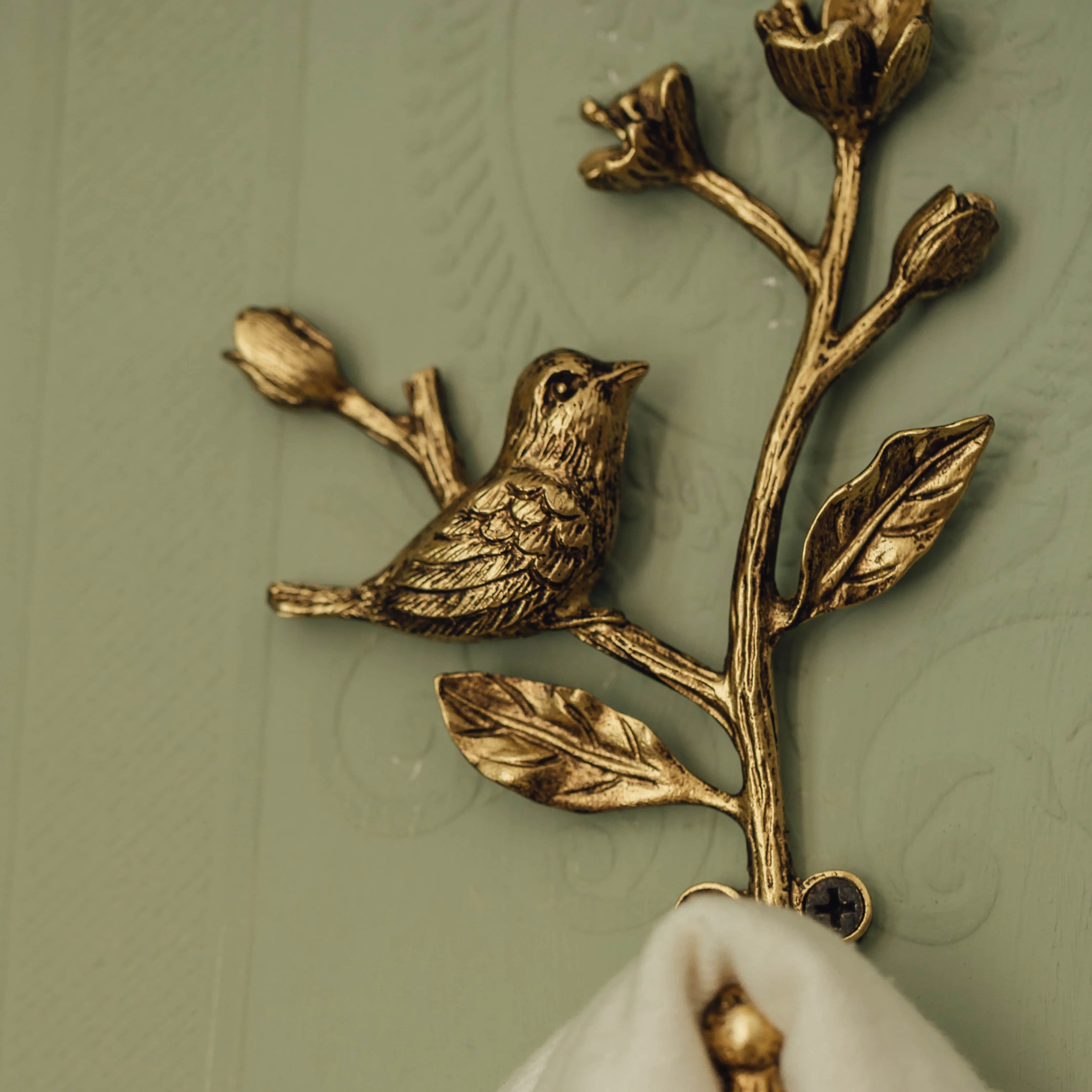 Metal Gold Single Hook With Bird Flower Leaf Alloy home decoration Wealthy Gift Luxury Firm Wall Hanger