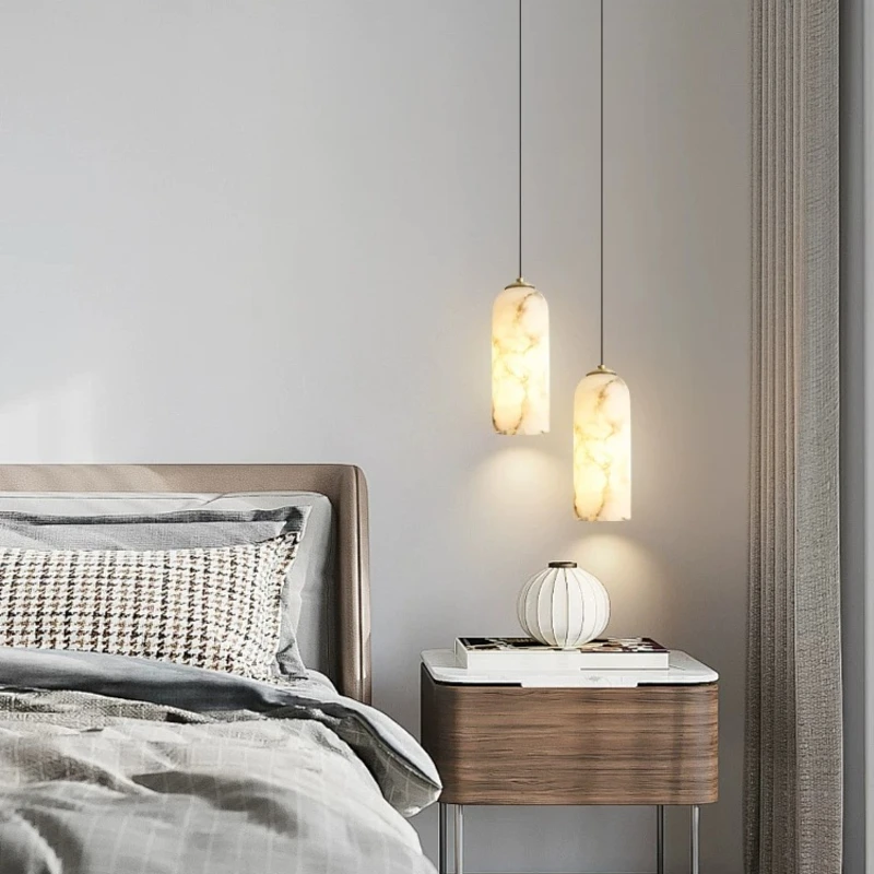 Nordic Minimalist Luxury Spanish Marble Pendant Light LED Bedroom Bedside Dining Room High Quality Home Decor Small Hanging Lamp