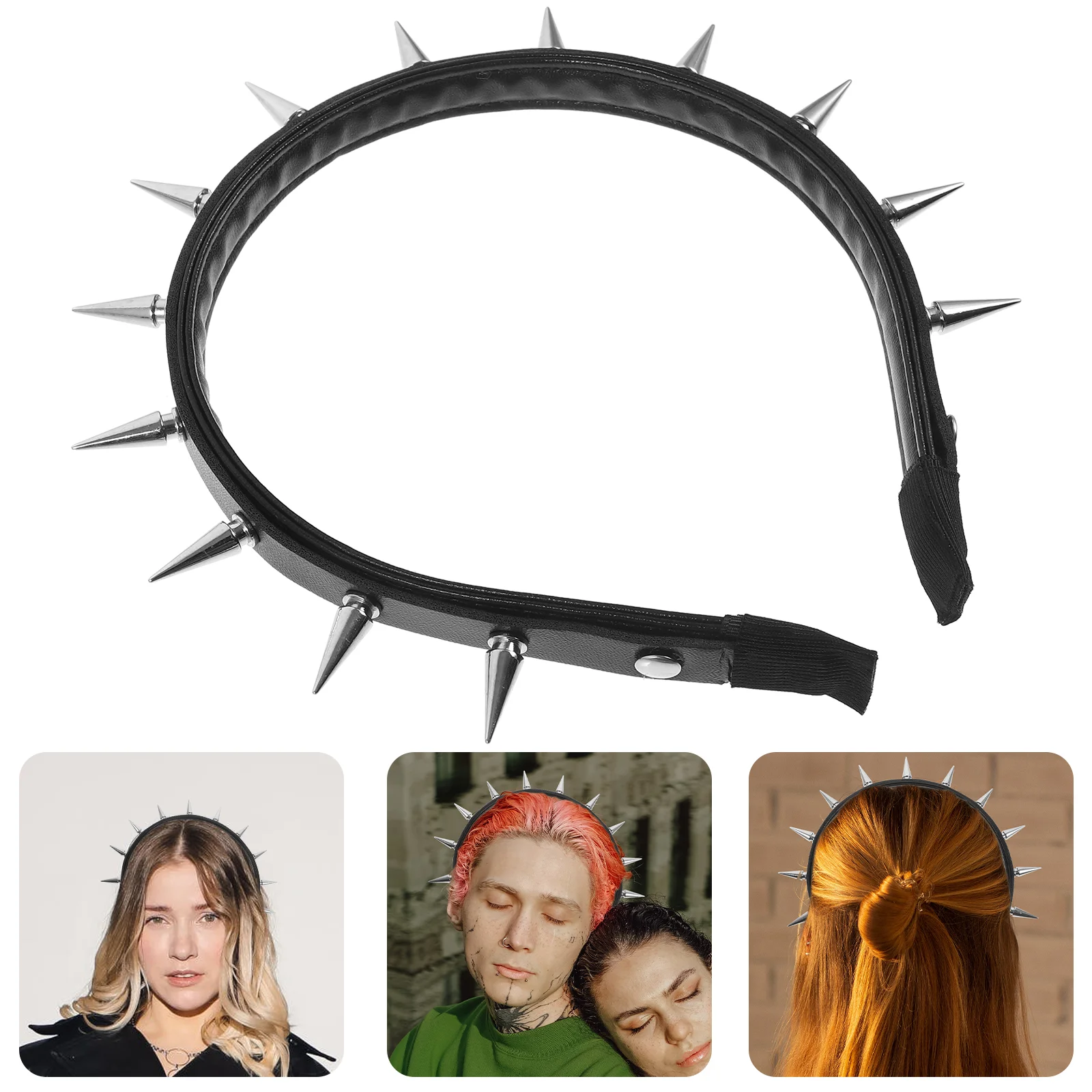 Punk-Nieten-Stirnband, Haarschmuck, verzierte Stirnbänder für Frauen, mit Spikes besetzte Halloween-Kostüme