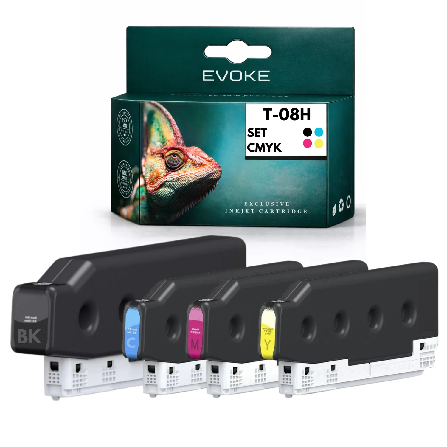 Evoke Compatibele Inkt voor Epson T08H1 T08H2 T08H3 T08H4 4X Cmyk: Zwart, Cyaan, Magenta, Geel 1900 ml Workforce Enterprise Am-C4000