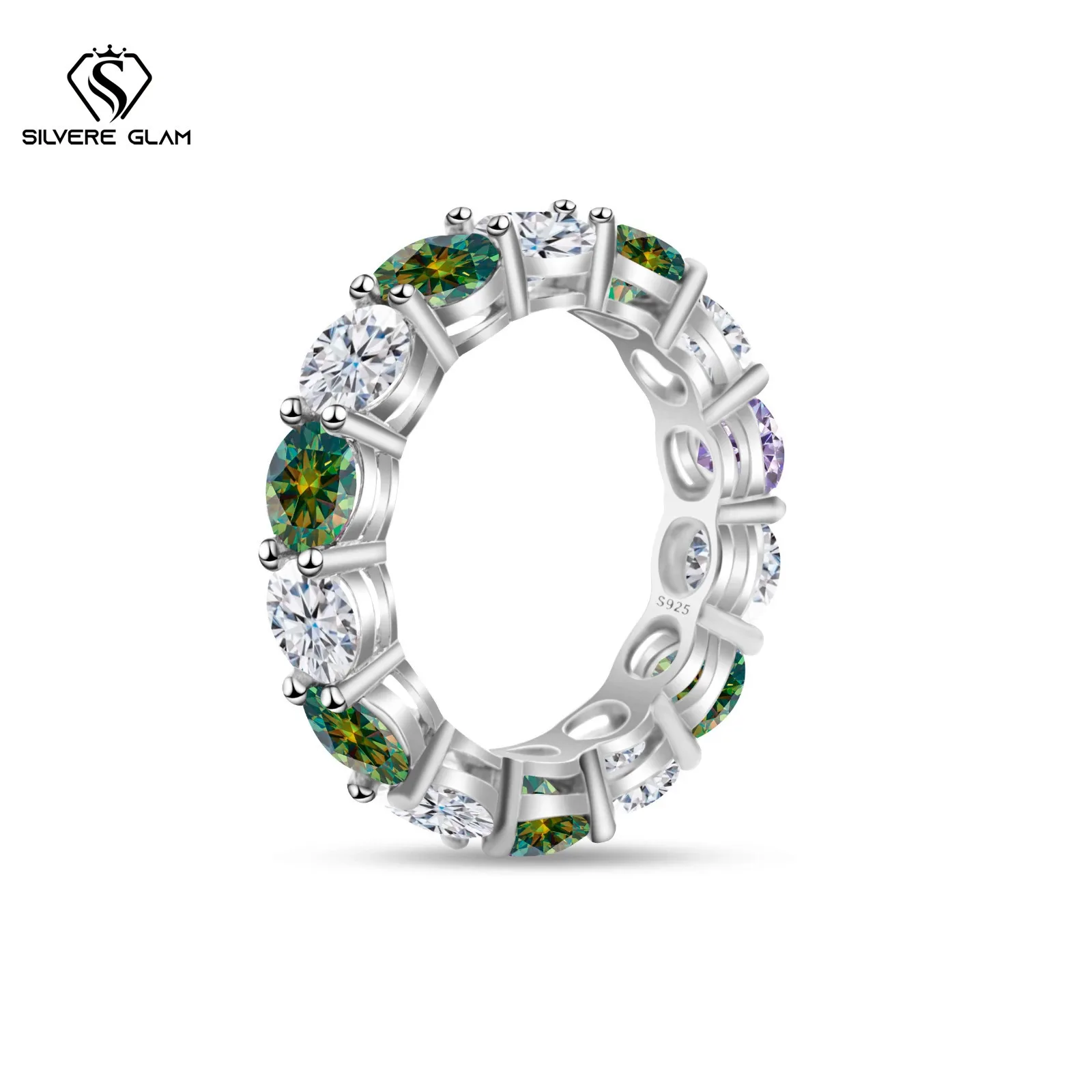 رائجة البيع S925 فضة خاتم 0.5*14CT D اللون مويسانيتي تألق غرامة مجوهرات خاتم للنساء هدايا حفلات الزفاف #6