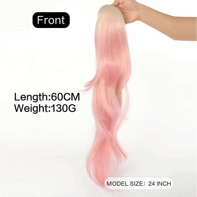 Ponytail Extensions 24 Inch Long Hair Extension Natural Wavy Drawstring Tail Synthetic Hairpiece for Women Daily Use party