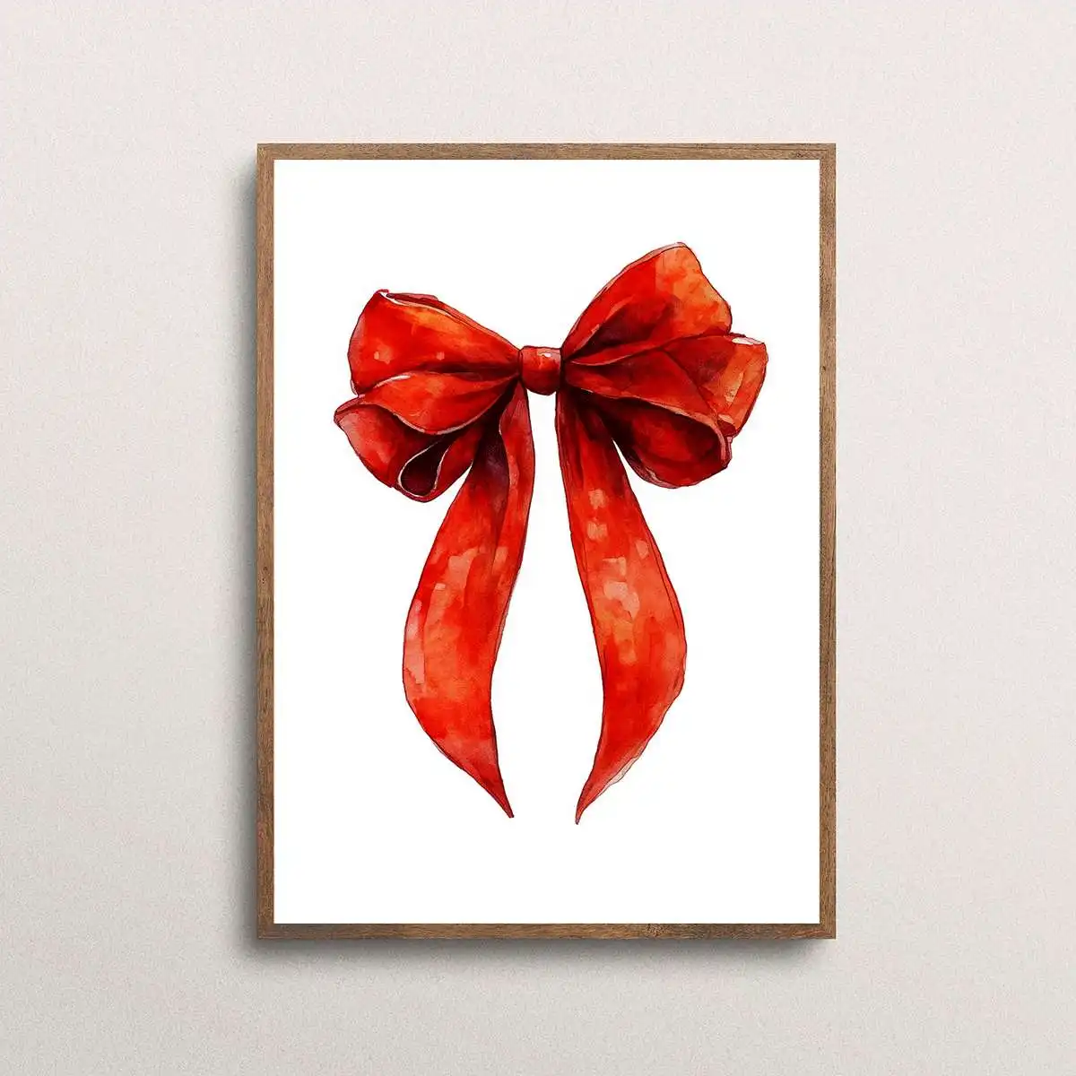 2D plat, 2D plat, 1 pièce d'impression 2D avec un motif de nœud rouge dans un style aquarelle, ces impressions sur toile sans cadre servent de décoration intérieure