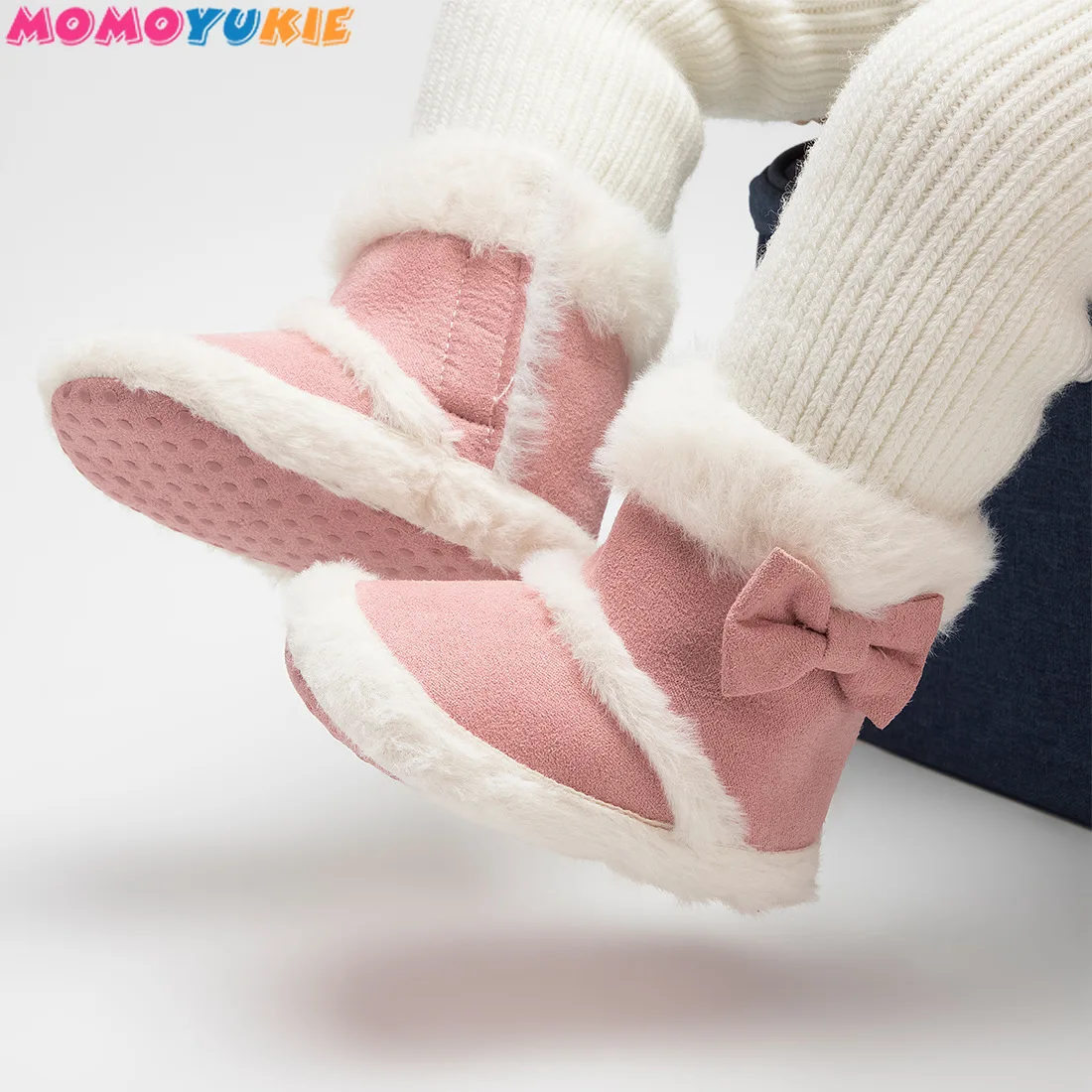 

2023 Children plush Shoes Snow fluffy Boots with bow New Winter girls Thick Plush Shoes Baby Girls Warm Shoes Kids Boots