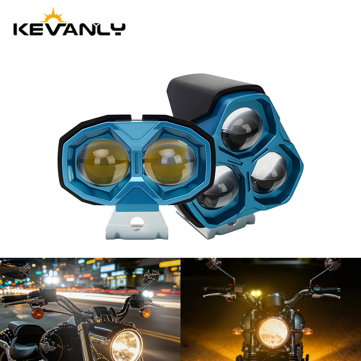 1/2pcs Motorcycle LED 2/3 Lens Spotlight Dual Color Hi/Low Beam Headlight Auxiliary Fog Light Moto Driving Work Lamp 8-80V