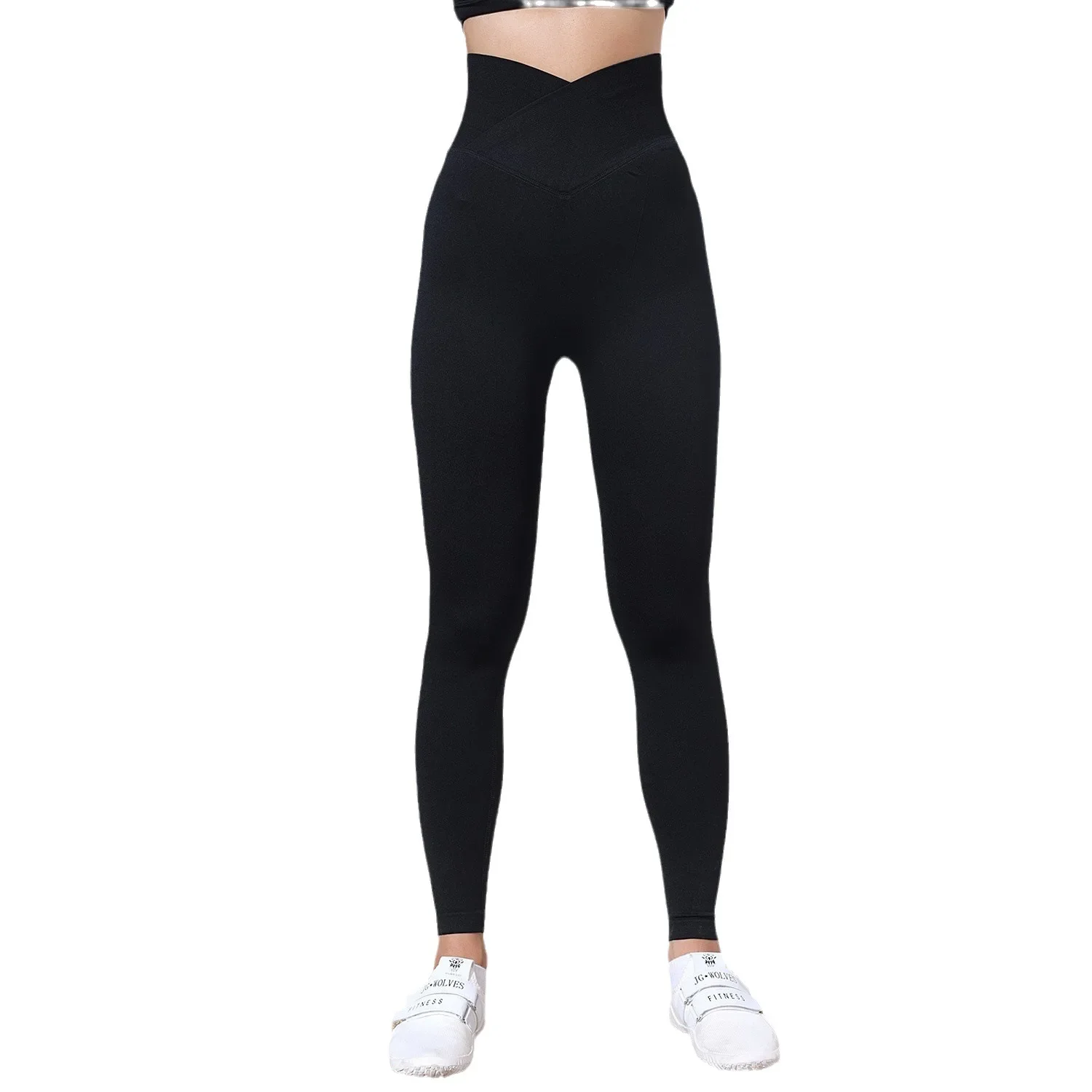 Black Push Up Tights Hip-lift Exercise Running Pants Cross Waist Body Building Yoga Pants Sports Leggings Fitness Women Gym Girl
