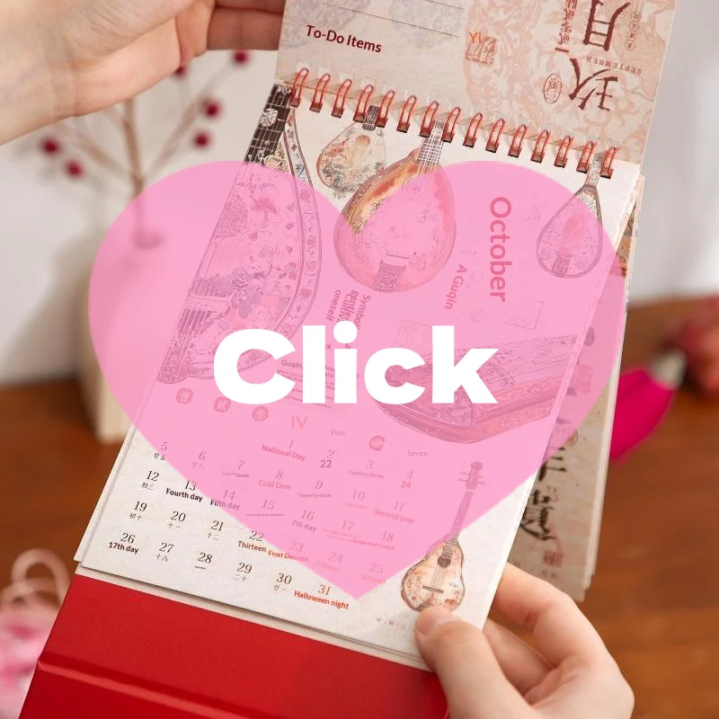 

2026 Red Hollowed-Out Calendar Embossed Vintage Design Horse Year Table Calendar Chinese Style Souvenir Large-sized Calendar