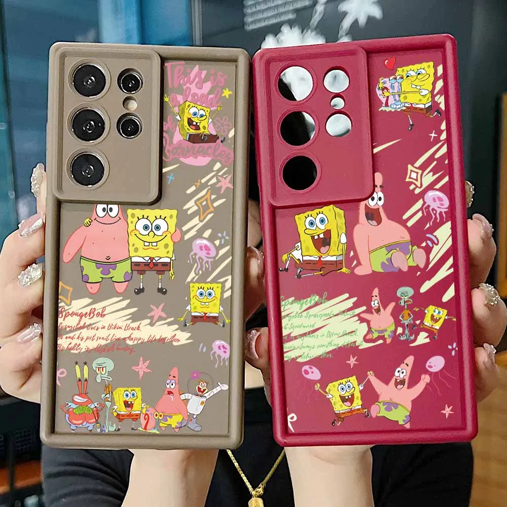 Мультяшный S-SpongeBobs для Samsung Galaxy S25 S24 S23 S22 S21 S20 Plus Ultra FE Lite Eye Ladder Чехол для телефона Funda Cover Capa Shell
