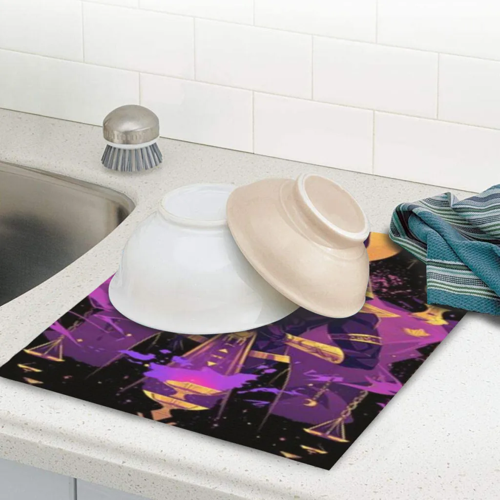 حصيرة تجفيف سيليكون أنوبيس ، وسادة طعام ، حصير تجفيف أدوات المائدة ، طبق قابل للغسل قابل للطي ، أساطير الموت في مصر ، مانع للإنزلاق