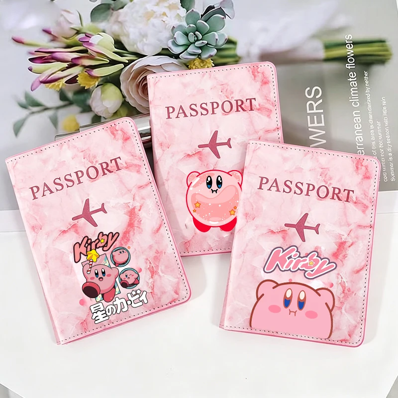 Kirbys Passport Covers Women Ultra-thin Document Holder Kawaii Anime Fashion Travel Passport Holder ID Card Covers Gift