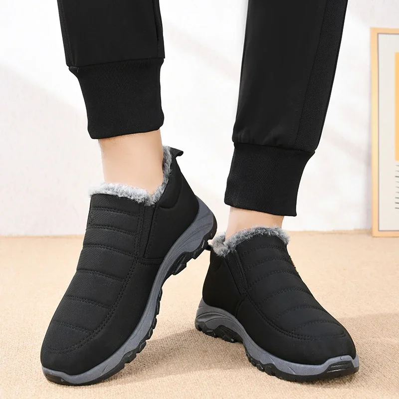 Women's Single Boots Winternew Shallow Mouth Plus Fleece Sports Shoes Casual Comfort Warm Anti-slip Wear-resistant Leather Boots