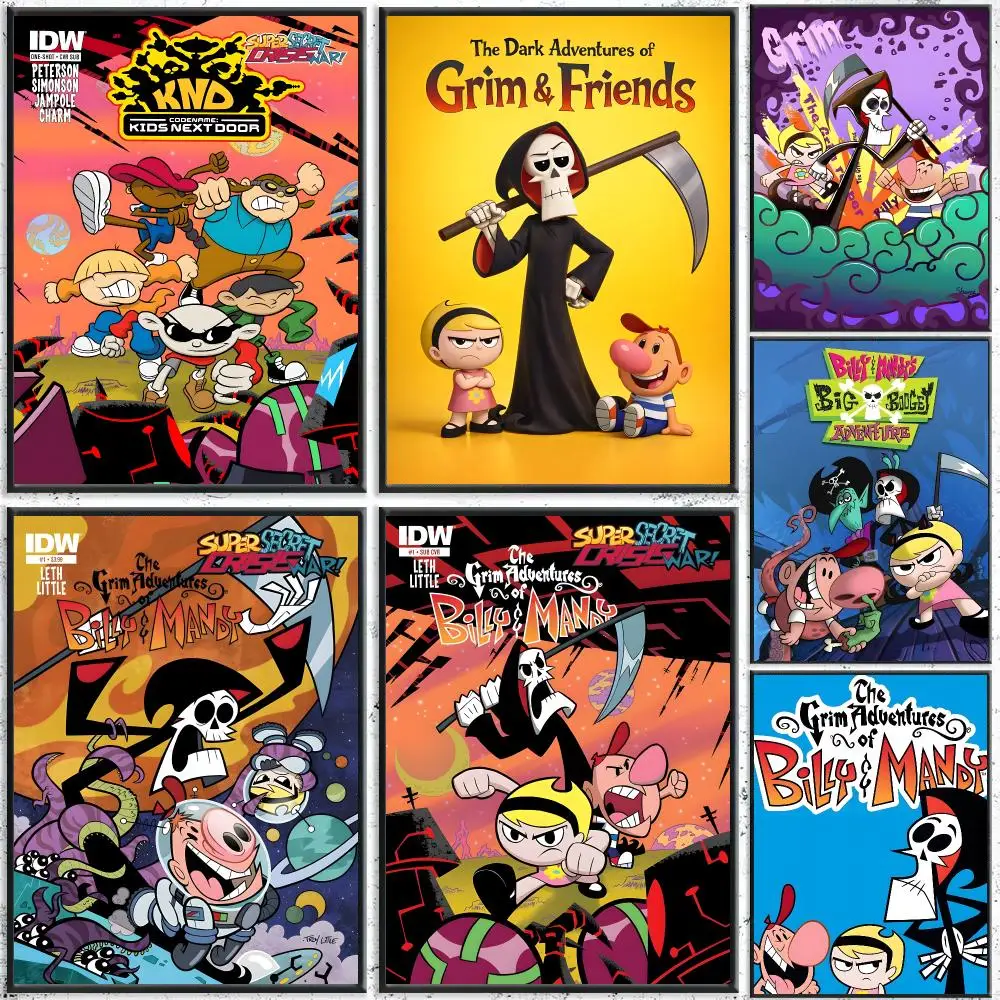 Animation The Grim Adventures of Billy & Mandy Poster Self-Adhesive Waterproof Wall Stickers Coffee Bar Home Wall Decor