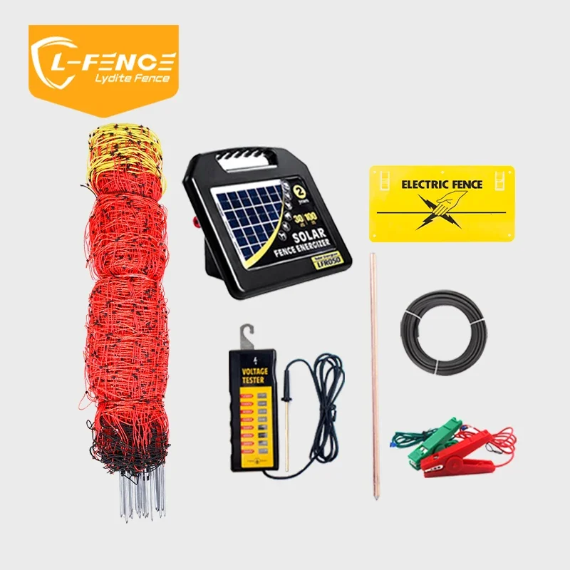 Lydite OEM Farm Fence System Complete Solar Poultry Electric Fence Netting Kit For Sheep Cattle Elephant Goat Cow Chicken Rabbit