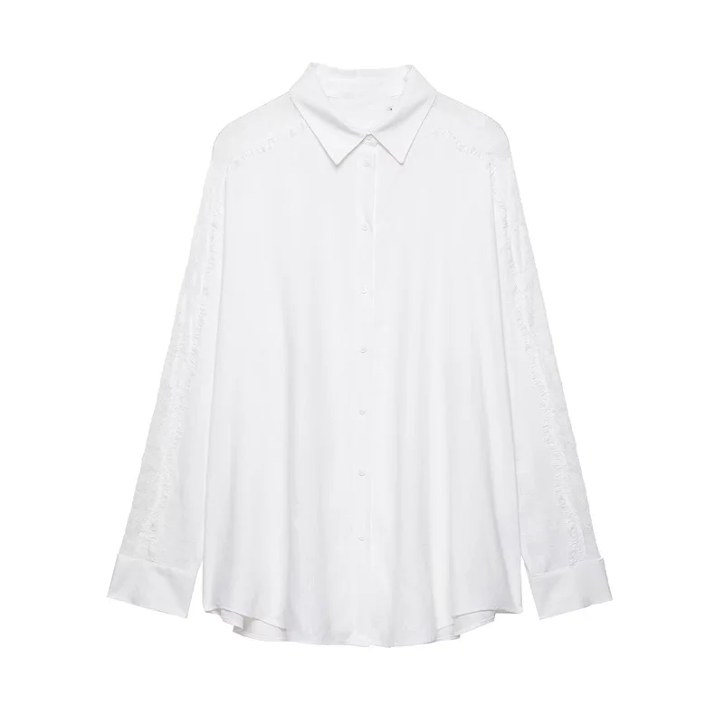 

Летняя женская рубашка-топ 2026: модная повседневная свободная белая рубашка на одной пуговице