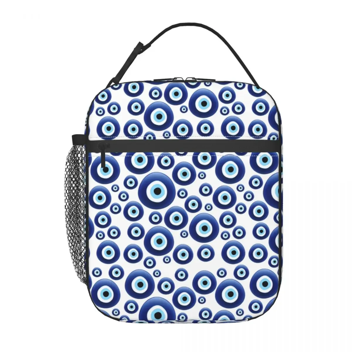 Mediterranean Evil Eye Protection Insulated Lunch Bags for Women Charm Amulet Hamsa Resuable Cooler Thermal Bento Box School