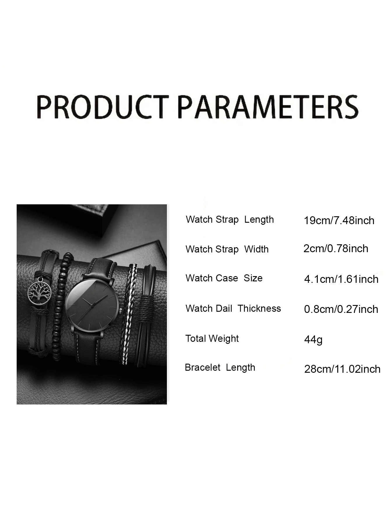 New Men Watch Luxury Bracelet Set Fashion Business Black Leather Quartz Wrist Watches For Men Gift Set Relogio Masculino