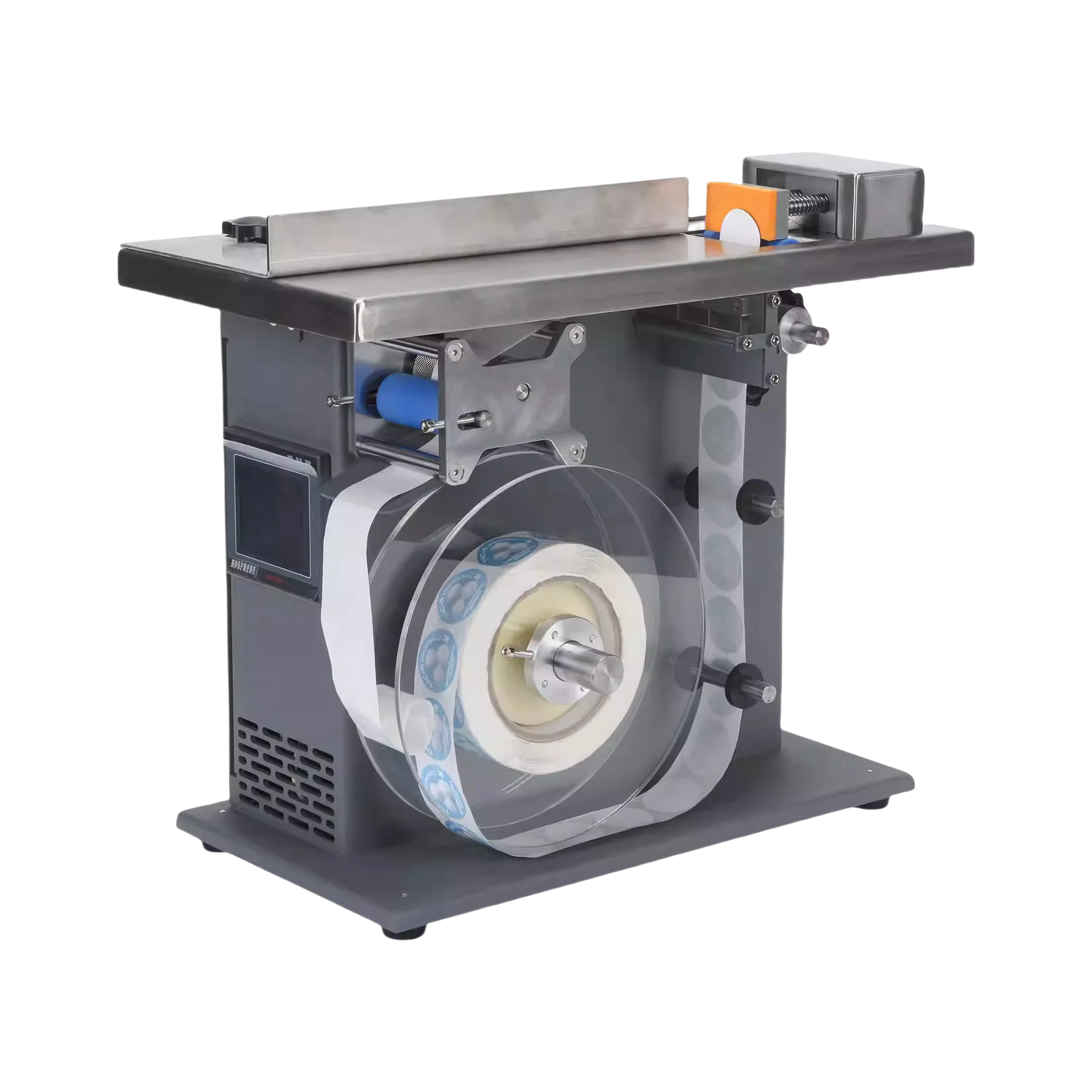 Electric automatic labeling machine PLC component paper packaging with a 90-degree tilt on the carton drawing