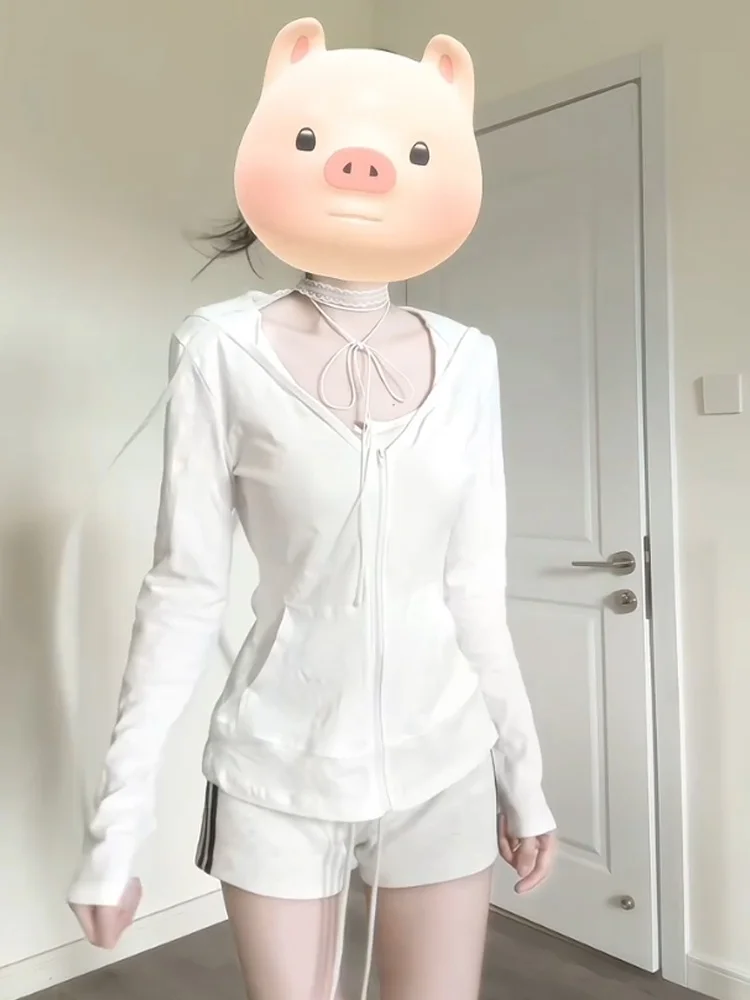 Americano retro esporte casual orts feminino verão 2025 nova cintura baixa picante menina magro perna reta perna larga calças quentes