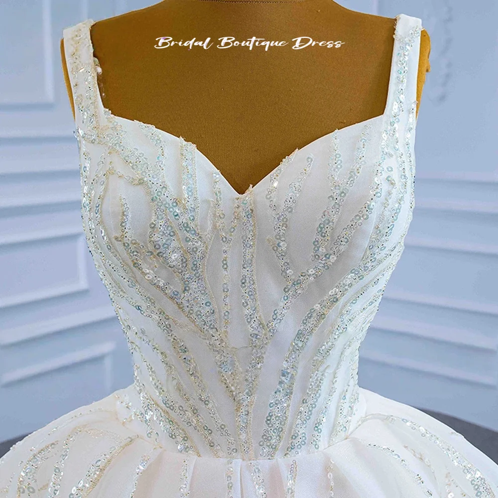 Aangepaste elegante baljurk vintage bruiloft jurken liefje mouwloos vestido de novia kant lovertjes vintage glanzend