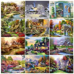 5D DIY Diamond Painting Landscape House Rhinestone Art Picture Full Square/Round Diamond Embroidery Mosaic Home Decoration Gift