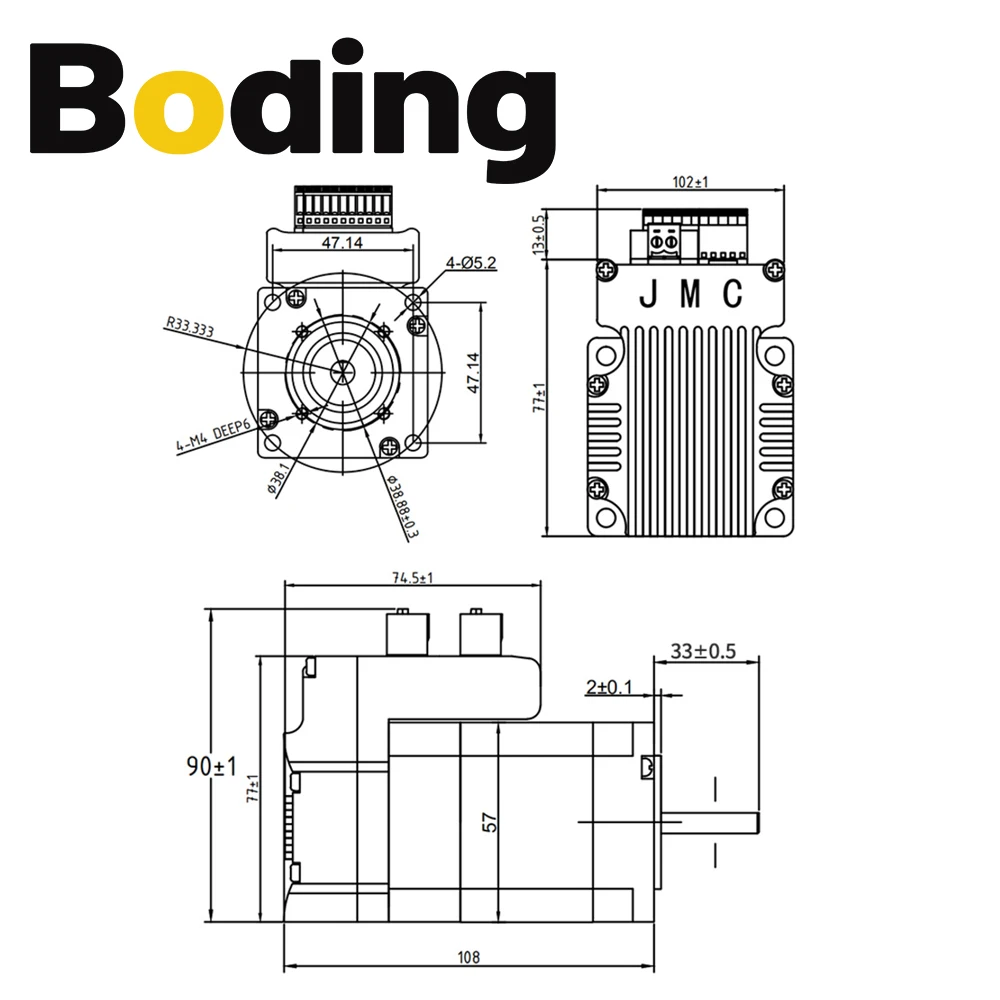 BODING JMC 2 fasi Nema23 100W 0.29Nm 3000rpm Driver servomotore integrato 36VDC 3.5A iHSV57-30-10-36 per macchina per incidere CNC