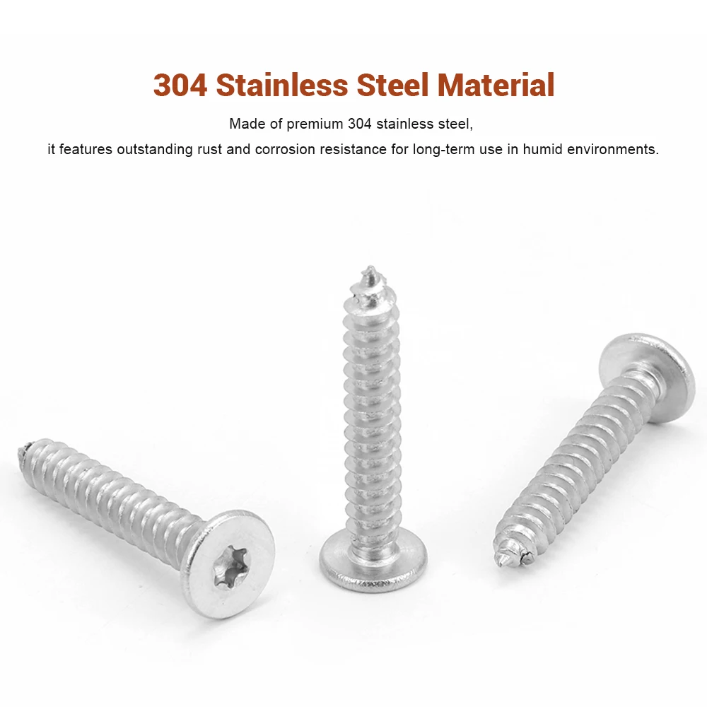 304 Stainless Steel Torx Ultra Thin Super Low Flat Head Self Tapping Screw M2 M2.3 M2.6 M3 M4 M5 CA Six-Lobe Star Drive Screws