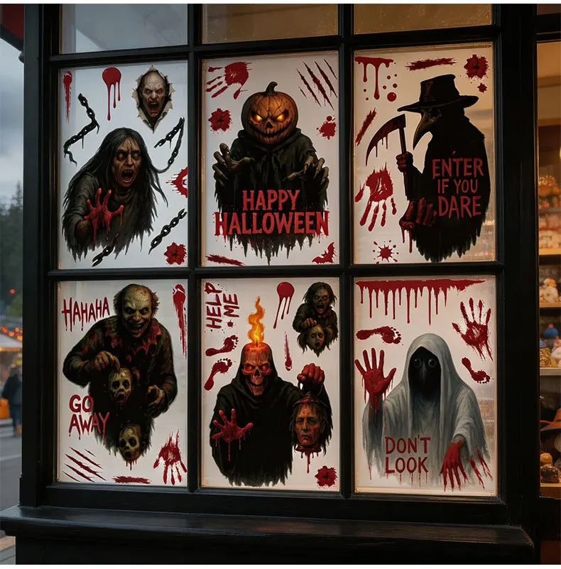 Waterproof Halloween Horror Car Decal Bloodstain Wall Sticker Handprint Blood Skull Scary Ghost Window Decals 2026 Home Decor