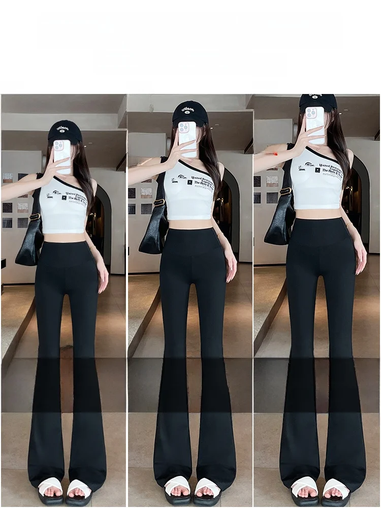 Ice Silk ark Pants Women's Summer Thin Casual Sports Wide Leg Pants Small Size Fitn Yoga Flared Pants High Waist Long Tr...
